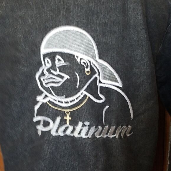 FUBU Platinum Black Denim Jacket, Vintage,  S - Picture 6 of 6